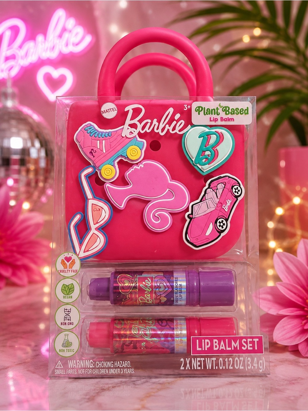 Barbie Plant-Based Lip Balm Set in Pink